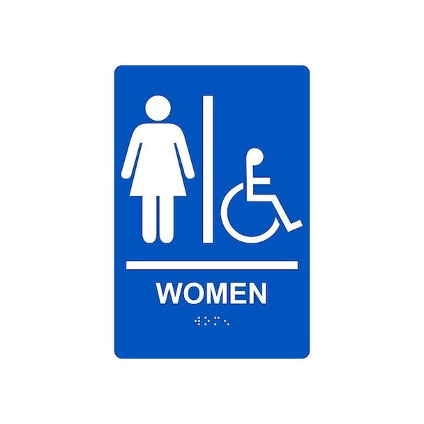 Accuform ADA Braile Restroom Sign,9 in x 6 in PAD110BU