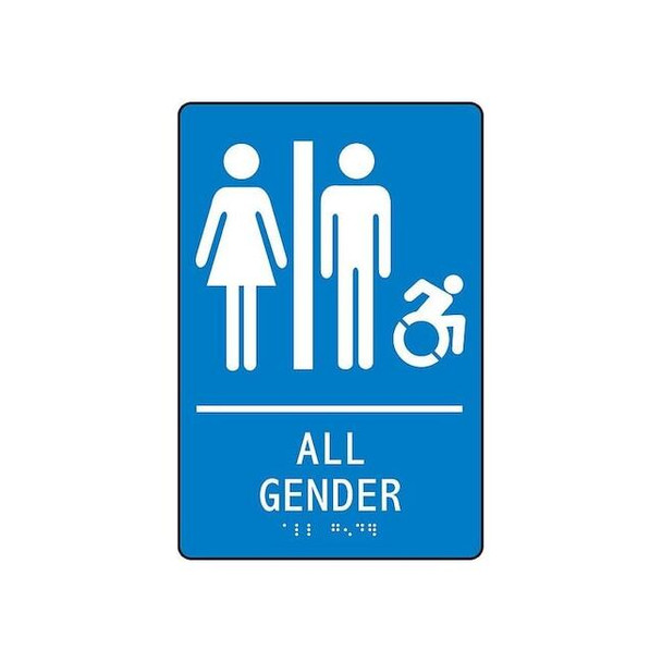 Accuform ADA Braile Restroom Sign,9 in x 6 in PAD114BU