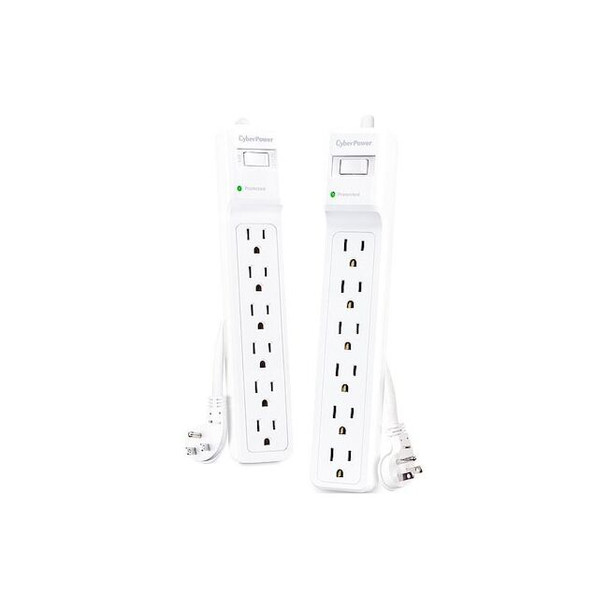 Cyberpower OutletStrip,White,9-23/32in,6Outlets,PK2 B6032PK