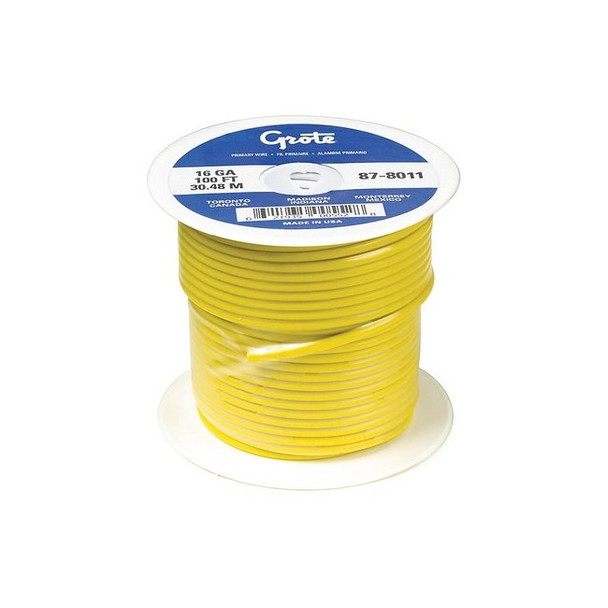 Grote Automotive Cable, 12 AWG, Yellow, 100 ft 87-6211