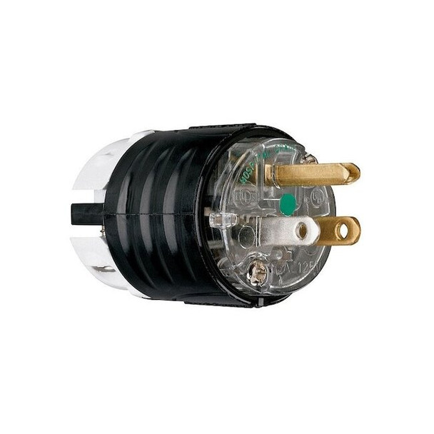 Straight Blade Plug, 5-15P, 15 A, 125V AC, 2 Pole, Screw Terminals, Grounded