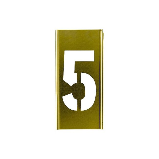Stencil Sort-6" Brass Gothic 5, Number, Gothic Font, Brass, 1 Pieces