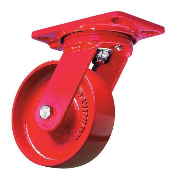 Hamilton Plate Caster,Swivel,Cast Iron,6 in,1400 lb,Rd,A S-HS-6MB
