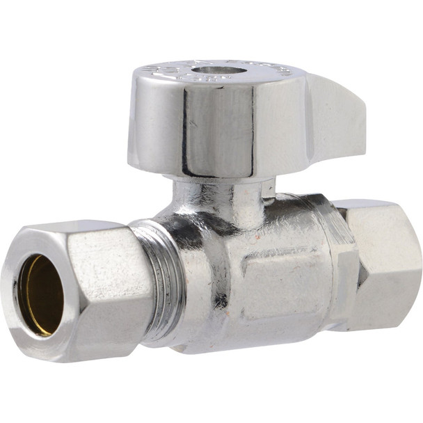 SharkBite 3/8 In. Comp x 3/8 In. Comp Quarter-Turn Repair Straight Stop Valve
