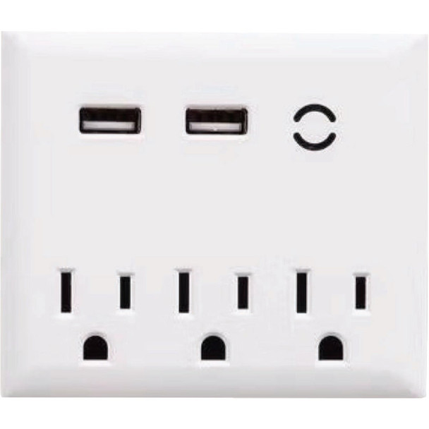 Globe White 3-Outlet Wall Tap Surge Protector 78527