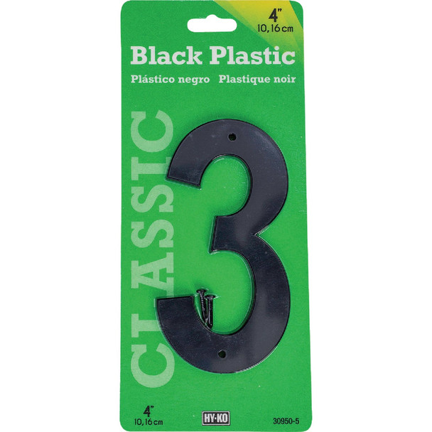 Hy-Ko 4 In. Black Plastic Number 3 (5-Pack) A31403