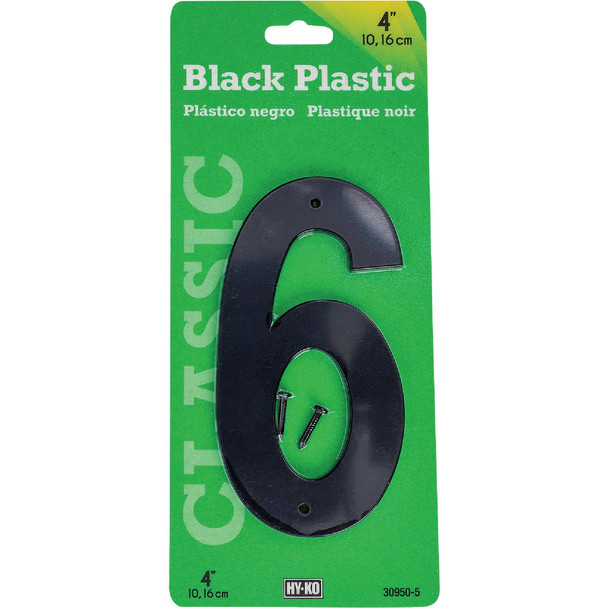 Hy-Ko 4 In. Black Plastic Number 6 (5-Pack) A31406