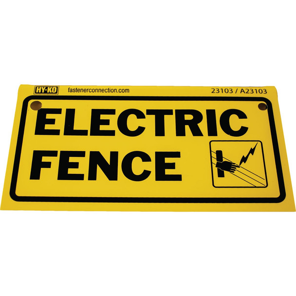 Hy-Ko Caution Electric Fence Sign A23103