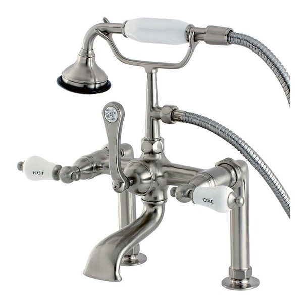 Deck-Mount Clawfoot Tub Faucet, Brushed Nickel, Deck Mount