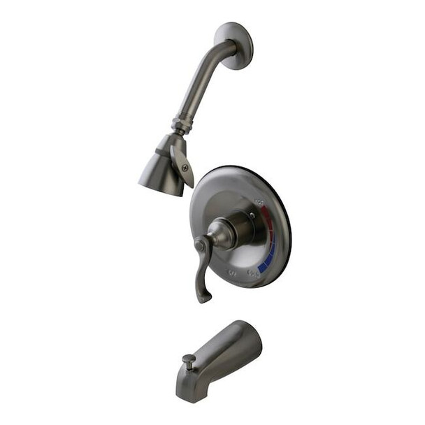 Tub and Shower Faucet, Standard, 3, Wall Mount, Brushed Nickel