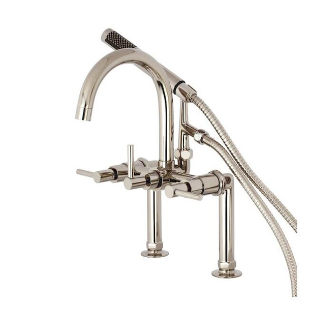 Deck-Mount Clawfoot Tub Faucet, Polished Nickel, Deck Mount