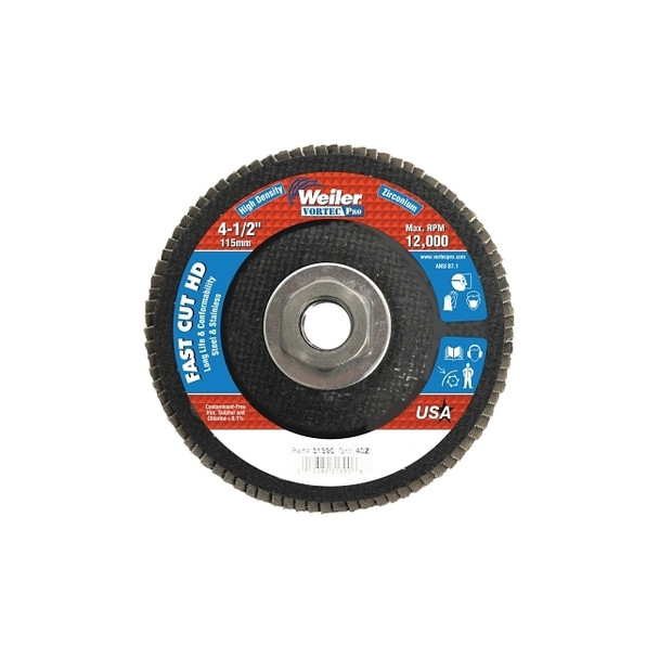 4-1/2" Vortec Pro High Density Abrasive Flap Disc, Flat