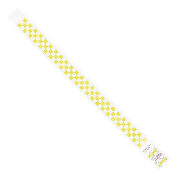 Tyvek Wristbands, 3/4" x 10", Yellow Checkerboard, PK500 WR103YE