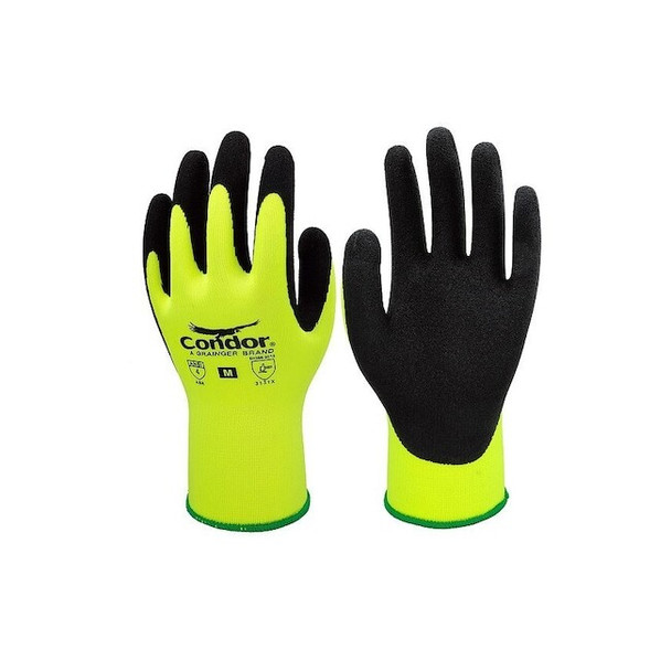 Coated General Purpose Gloves, Latex, Foam, Palm, 4 Abrasion Level, 1 PR
