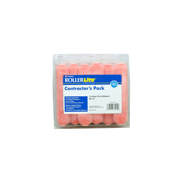 RollerLite 6"" x 1/2"" Pink Polyester Mini Roller Cover 12/Pack 6/Case - 6AP050-