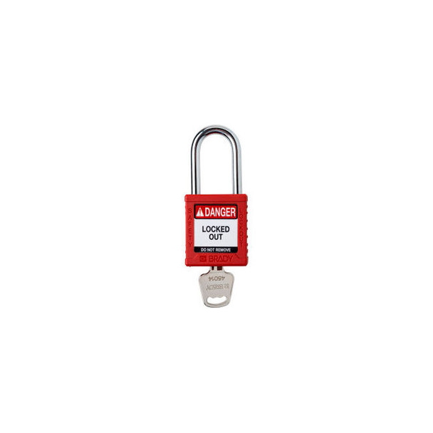 Brady Safety Lockout Padlock Keyed Different 1-1/2"" Plastic/Steel Red