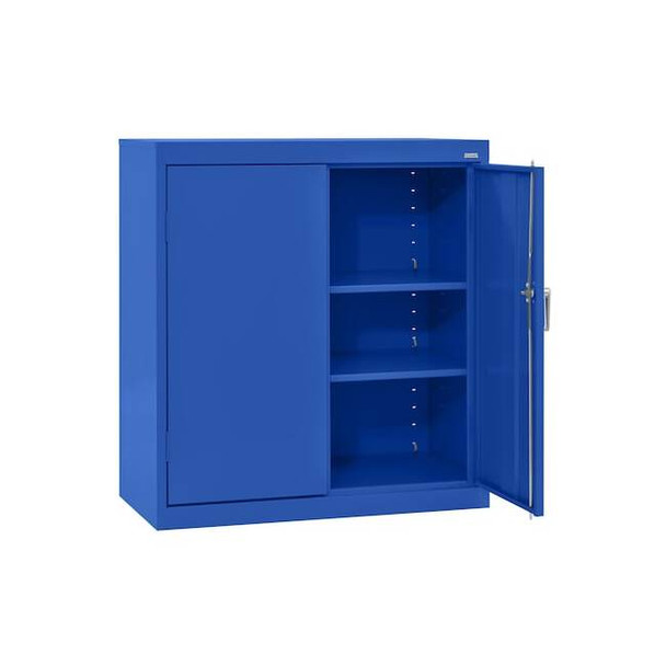 Medium Duty Welded Steel Counter-Height Storage Cabinet, 36x18x36, Blue