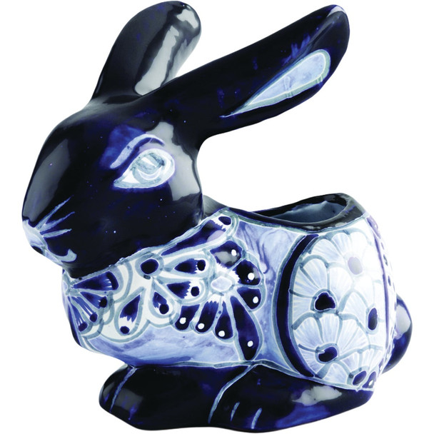 Avera Products 10.5 In. Blue & White Talavera Rabbit Planter APG007105-02-2106