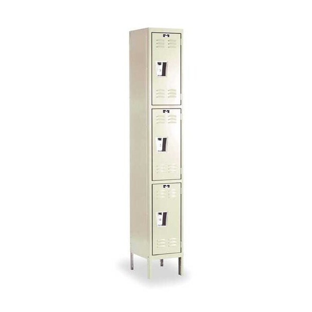 Wardrobe Locker, 12 in W, 12 in D, 78 in H, (1) Wide, (3) Tier, Tan