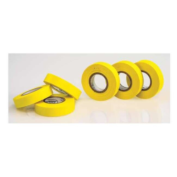 Masking Tape, 1/2 in W x 15 yd L, 6.3 mil Thick, Yellow, Rubber Adhesive, 6 PK