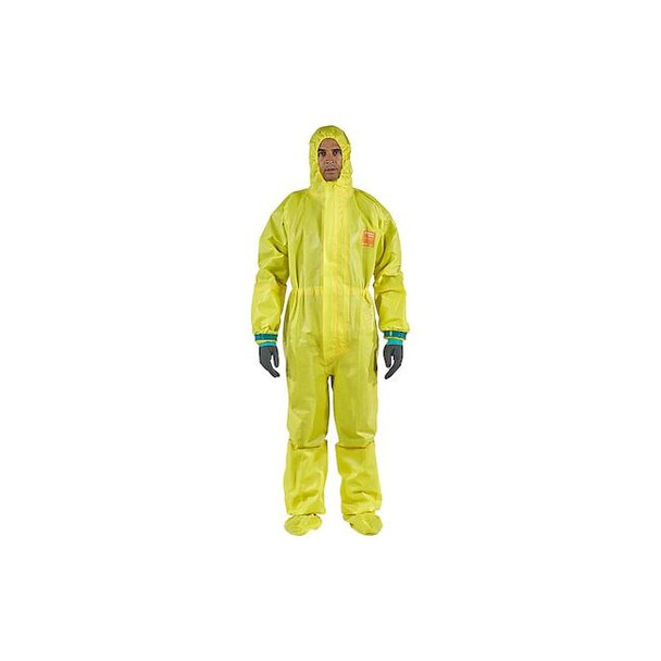 Ansell Hooded Sock Coverall,3XL,Waist,Yellow 30T122 Pack of 6