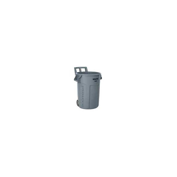 BRUTE 32 gal Round Trash Can, Gray, None, Not Applicable