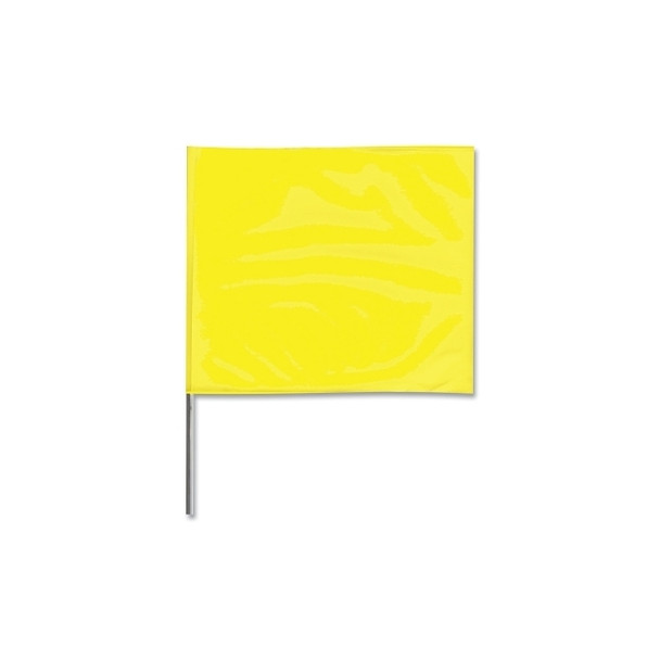Stake Flags, 4 in x 5 in, 30 in Height, Yellow Glo Pack of 100
