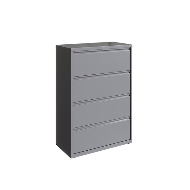 36 in W 4 Drawer Lateral File Cabinet, Arctic Silver,  A4/Legal/Letter