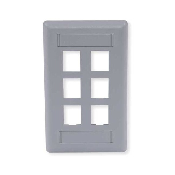 Hubbell Premise Wiring Wall Plate,6 Port IFP16GY