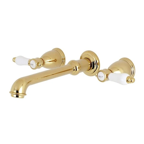 Kingston Brass Roman Tub Faucet, Polished Brass, Wall Mount KS7022BPL