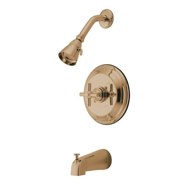 Tub and Shower Faucet, Standard, 3, Wall Mount, Polished Brass