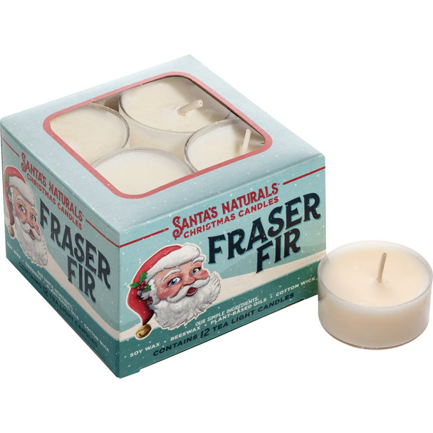 Santa's Naturals Fraser Fir Tea Light Candles (12-Pack) SN004-FF-C6