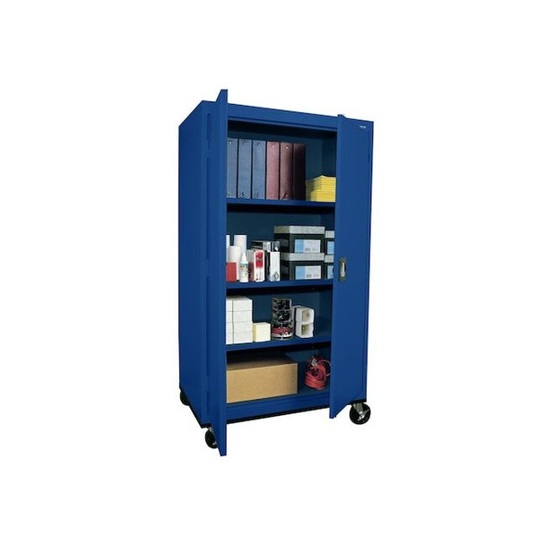 Heavy Duty Mobile Welded Steel Storage Cabinet, 36x24x66, Blue