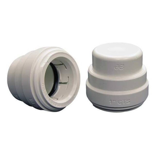 John Guest Push-Fit Fitting Cap, 1 in Tube Size, Polysulfone, White PSEI4636