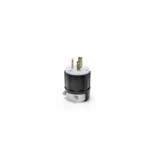Locking Plug, Non-NEMA, 20 A, 125/250V AC, 3 Pole, Screw Terminals, Black, White