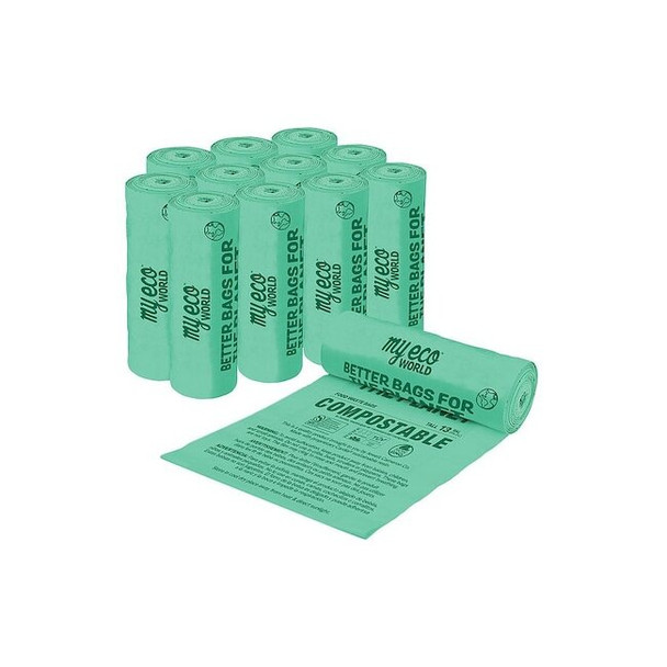 13 gal Compostable Food Waste Bags, 0.71 mil, Green