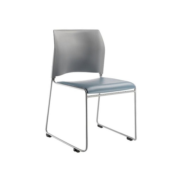 National Public Seating Stacking Chair,Vinyl,30-3/4in H,Silver 8742-12-02