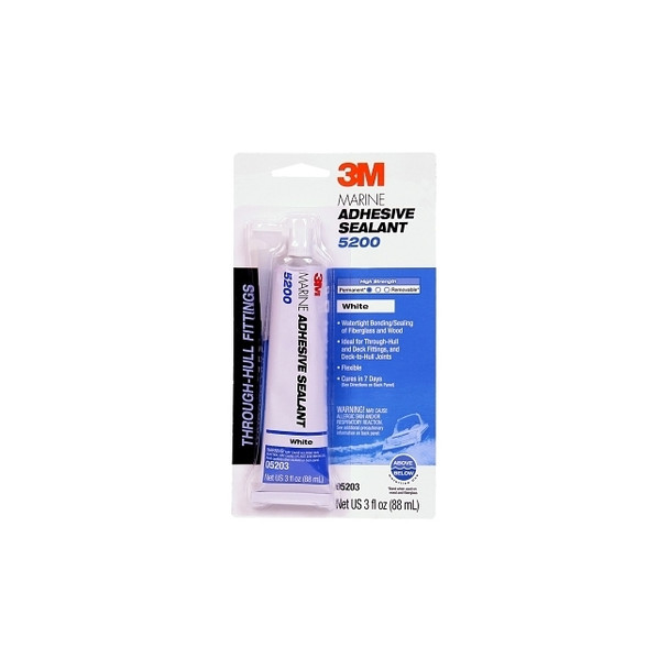 Marine Adhesive Sealant, 3 oz, Tube, White