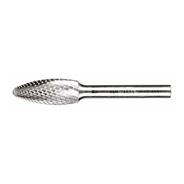 Carbide Bur - Flame Shape, DIA Cut - 1/2" x 1-1/4" x 1/4" Shank - SH-5
