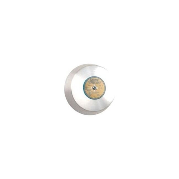 Chime, Surface Mount, 120V AC, 91 dB, Satin Aluminum, 6 1/2 in Diameter