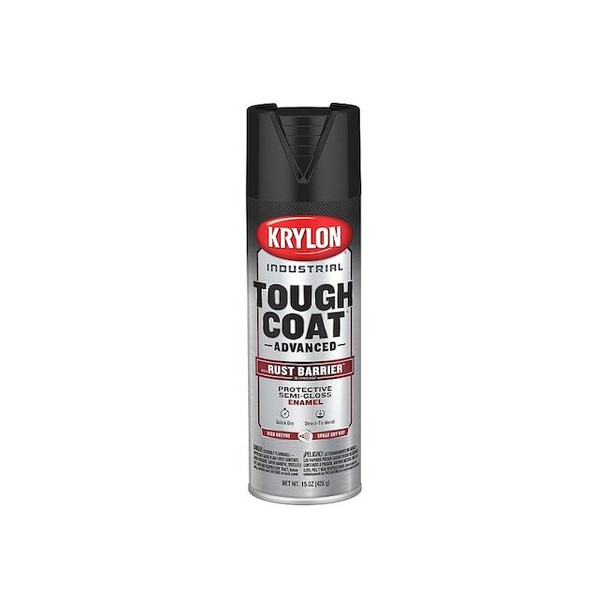 Krylon Industrial Spray Paint, Black, Semi-Gloss, Solvent, 15 oz K00779008