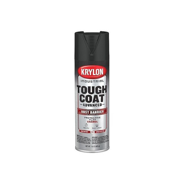 Krylon Industrial Spray Paint, Black, Flat, Solvent, 15 oz K00789008