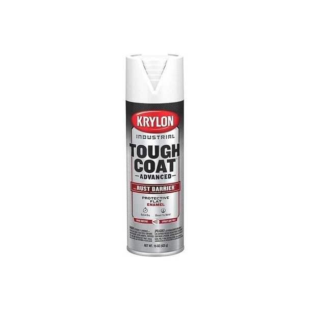 Krylon Industrial Spray Paint, White, Flat, Solvent, 15 oz K00909008