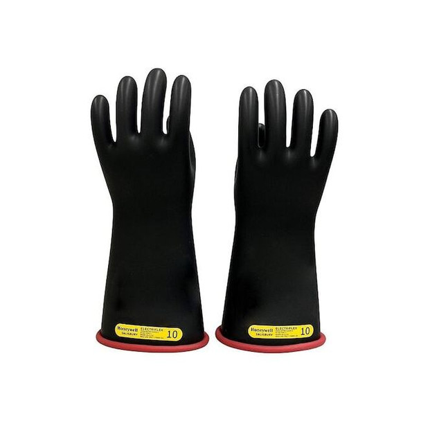 Electrical-Insulating Gloves, 17,000V AC, 25,000V DC, Rubber, Black, Red, Size 9