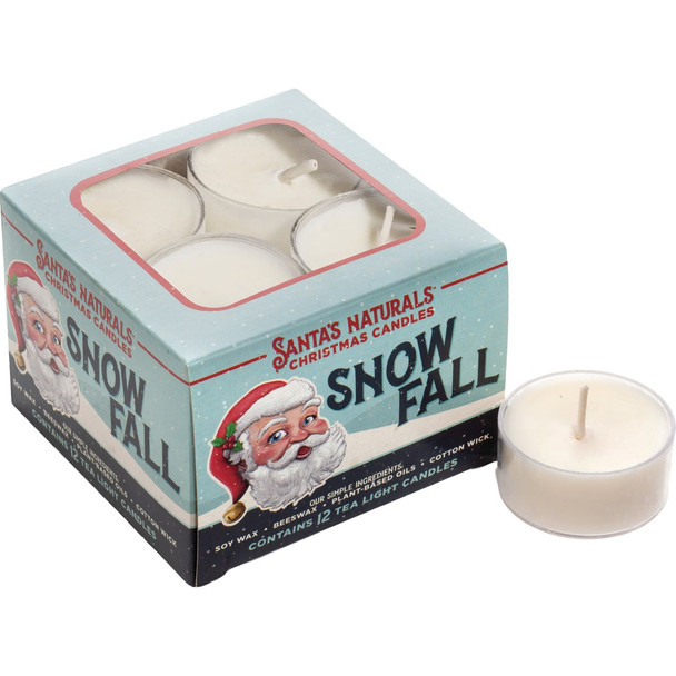 Santa's Naturals Snow Fall Tea Light Candles (12-Pack) SN004-SF-C6