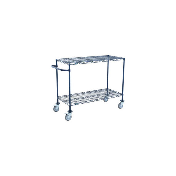 Nexel Push Cart 2 Shelf Nexelon 36""W x 18""D x 40""H Poly Casters 4 Swivel 2 Br