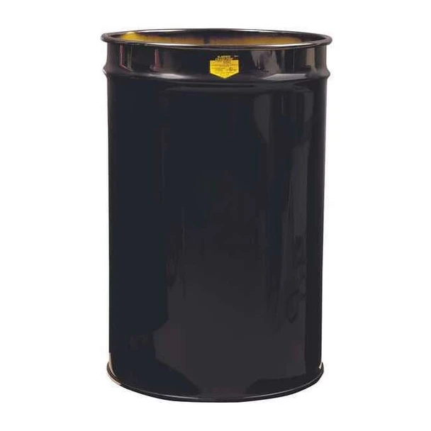 Justrite Open Head Waste Receptacle Drum, Steel, 55 gal, Unlined, Black 26054K