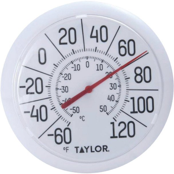 Taylor 8.5 In. Indoor/Outdoor Round Dial Thermometer with White Bezel 5650