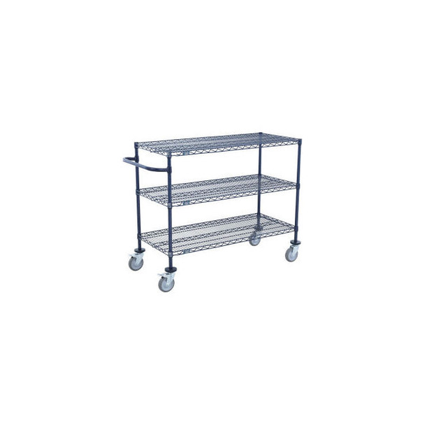Nexel Push Cart 3 Shelf Nexelon 36""W x 24""D x 40""H Poly Casters 4 Swivel 2 Br