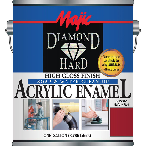 Majic Diamond Hard Acrylic Enamel, Safety Red, 1 Gal. 8-1506-1